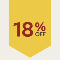 18% discount label. for sale. promotion. special offer promotion. discount percentage. vector flat design. eighteen percent