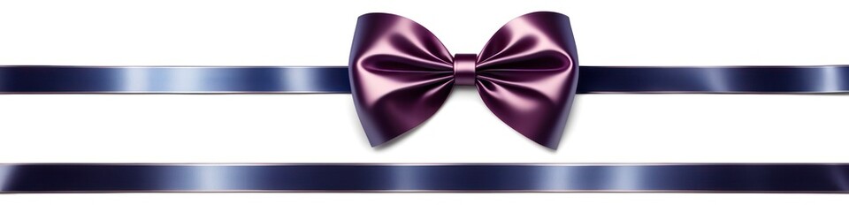 Purple satin ribbon and bow for decorating gifts, isolated on white background 