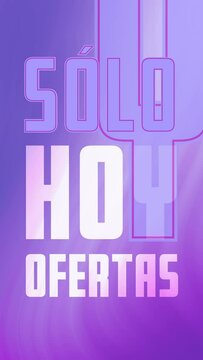 aviso de solo hoy ofertas texto en movimiento y fondo en lila