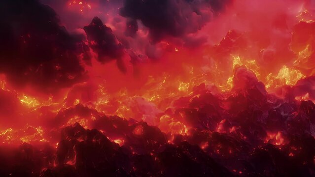 Texture of molten lava oozing from an erupting volcano its fiery redorange hue contrasting against the dark jagged rocks.