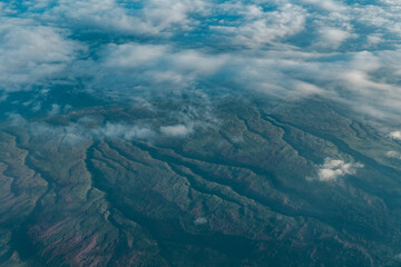 Aerial photography of Honolulu to Kahului from the plane.  Lanai is the sixth-largest of the...