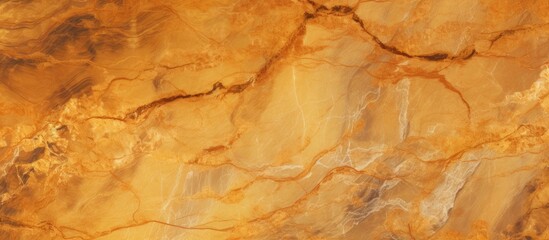This detailed close-up showcases the intricate patterns and textures of a natural golden toned marble surface. The surface features fine veins, subtle color variations, and a glossy finish,