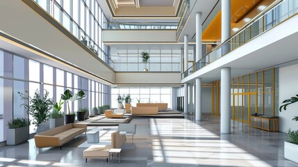 Modern hall interior. Minimalism, organic nature light.