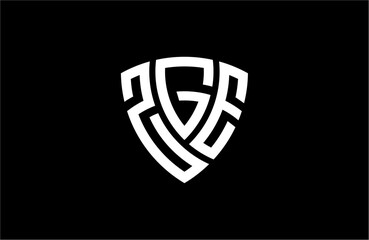 ZGE creative letter shield logo design vector icon illustration