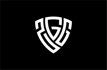 Naklejka premium ZGG creative letter shield logo design vector icon illustration