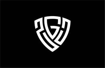 ZGJ creative letter shield logo design vector icon illustration