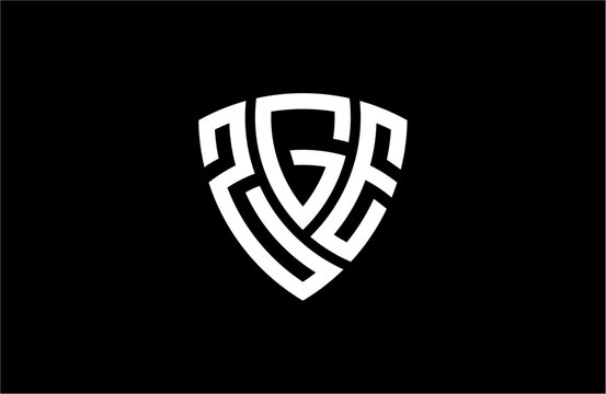 ZGE creative letter shield logo design vector icon illustration