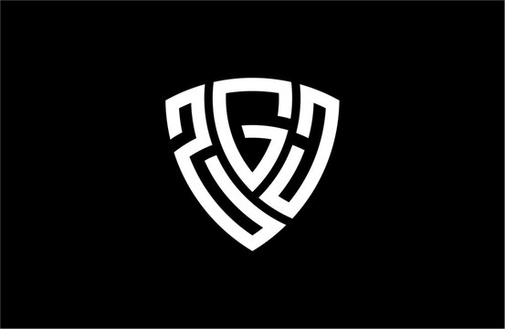 ZGJ creative letter shield logo design vector icon illustration