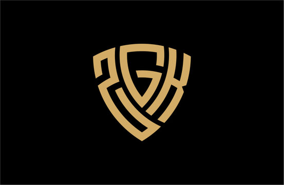 ZGK creative letter shield logo design vector icon illustration