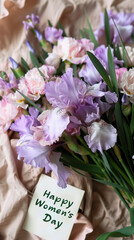Bouquet of flowers for 8 March, "Happy Women's Day"