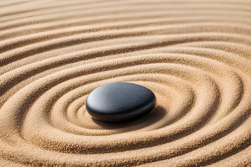 Wandaufkleber Feng Shui pebbles, Zen garden stones, and sand represent the concept of balance, harmony, and relaxation. © Julaporn