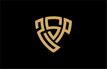Naklejka premium ZSP creative letter shield logo design vector icon illustration