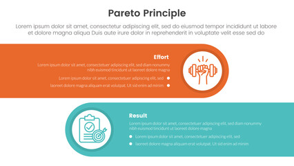 pareto principle comparison or versus concept for infographic template banner with horizontal round rectangle box with two point list information