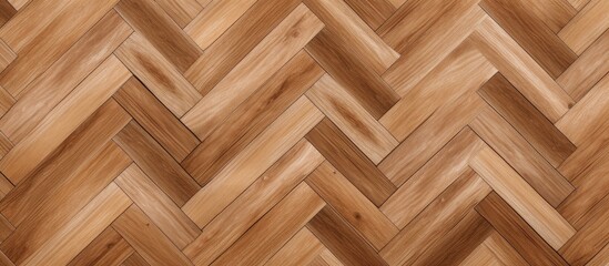 A seamless wood parquet featuring a chevron pattern in light brown tones. The intricate design creates a stylish and sophisticated look for any room.