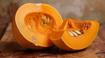 half of a ripe and lively pumpkin generative ai
