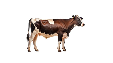 female dairy cow standing sideview isolated on transparent background, element remove background, element for design