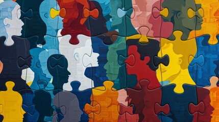 Diverse puzzle of multiracial people generative ai