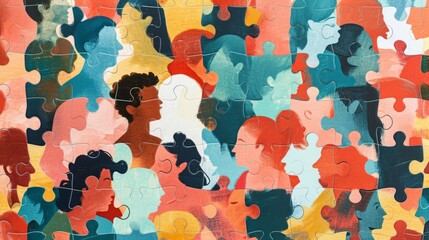 Diverse puzzle of multiracial people generative ai
