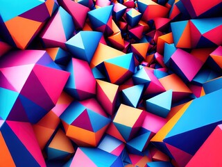 Colorful 3d abstract background with triangles