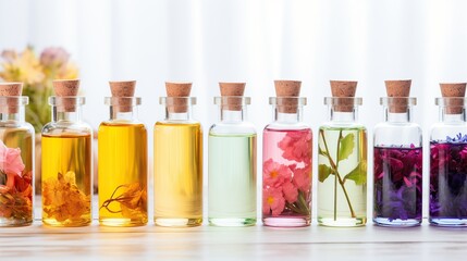 Bottle of essential oil or medicinal plant infusion. Alternative medicine.