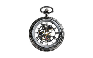 Gear Encrusted Pocket Watch Mechanism Isolated on Transparent Background.