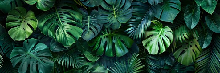 Tropical green leaves. Jungle background.