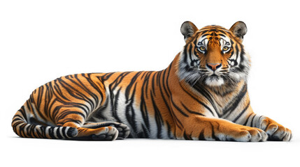 The tiger is lying down isolated on transparent background, element remove background, element for design