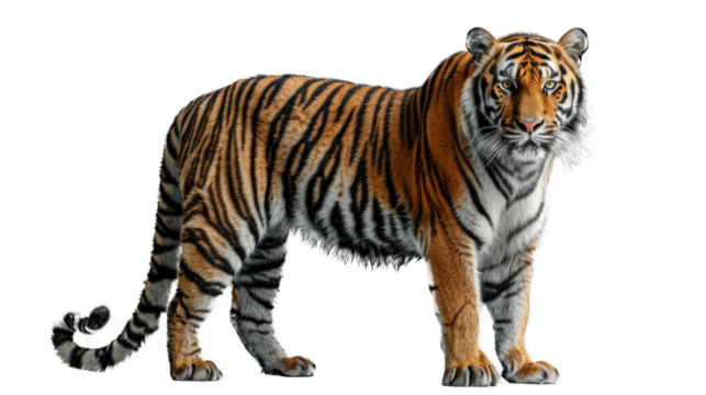 Tiger standing isolated on transparent background, element remove background, element for design