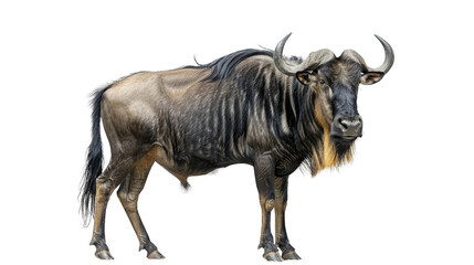 wildebeest standing isolated on transparent background, element remove background, element for design - obrazy, fototapety, plakaty