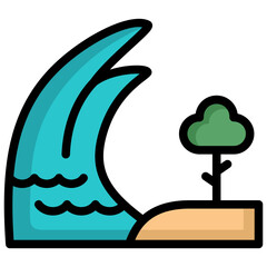tsunami icon illustration design with filled outline