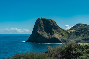 Kahakuloa Head (Pu'u Koa'e) is located in a very remote area in West Maui (on the island's north shore) near the sleepy village Kahakuloa.  Kahekili Hwy, Wailuku, Maui Hawaii.