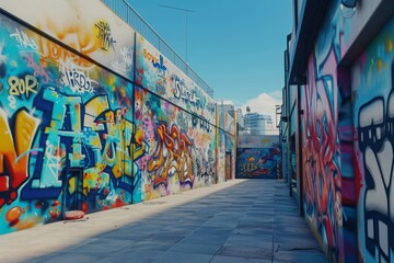Step into the vibrant world of urban creativity with a street art mural graffiti, where colorful expressions of artistic expression and cultural significance adorn city walls with vibrant and dynamic 