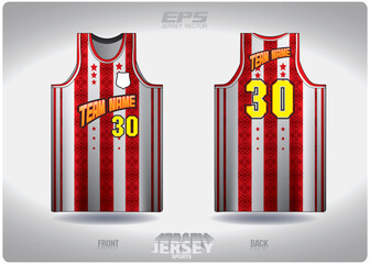 EPS jersey sports shirt vector.Red and white stripes interspersed pattern design, illustration, textile background for basketball shirt sports t-shirt, basketball jersey shirt.eps