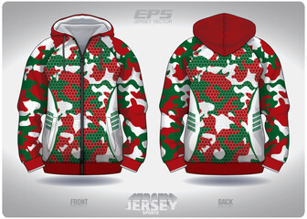 EPS jersey sports shirt vector.red green cristmas camouflage in honeycomb pattern design, illustration, textile background for sports long sleeve hoodie.eps