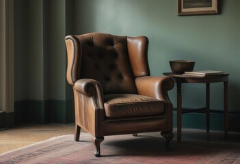 A classic leather armchair adds timeless elegance to a living room