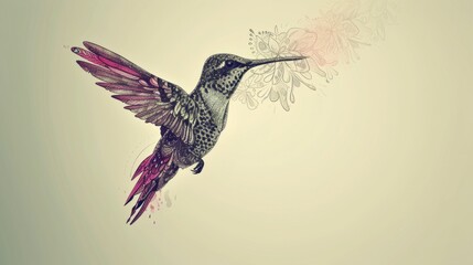 Elegant illustration of hummingbird floating in the air generative ai