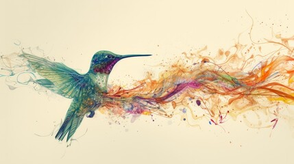 Obraz premium Elegant illustration of hummingbird floating in the air generative ai