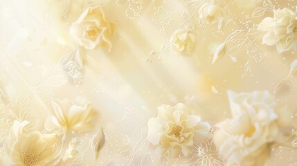 Pale Yellow Anime Background with Romantic Floral Motifs AI Generated