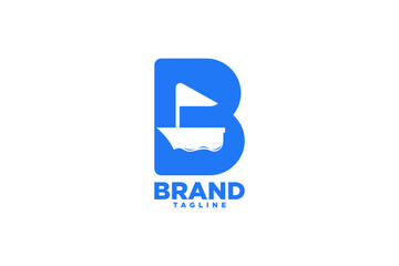Logo Letter B and Boat negative space