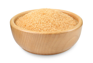 Brown sugar in bowl isolated on white