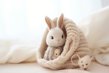 Colorful Newborn baby toy bunny. Child infant. Generate Ai - Powered by Adobe