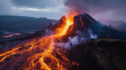 Fototapeta premium Volcanic eruption generative ai