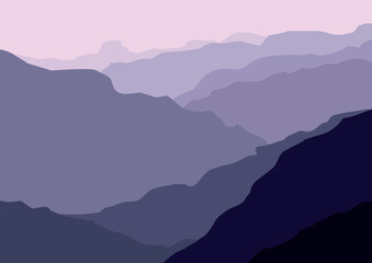 Mountains landscape vector. Vector illustration in flat style.