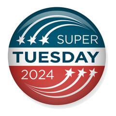 2024 Super Tuesday Banner - Vote, Government, and Patriotic Symbolism and Colors - Red White and Blue