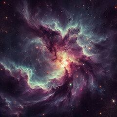 Nebula in deep space, Galaxy with stars and nebula, planet, spiral galaxy and stars. Universe filled with stars, Nebulosa en el espacio, Nebel im Weltraum, Туманность в глубоком космосе.