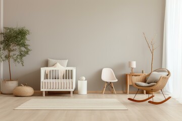 Simplistic Nursery room interior minimalism. Children design. Generate Ai