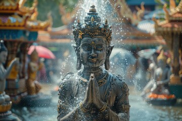 Songkran Day in the future world - obrazy, fototapety, plakaty
