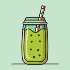 Cute Honeydew juice simple minimalism flat color vector illustration