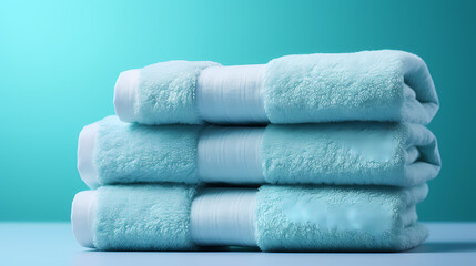 A stack of clean towels, perfect for adding a luxurious touch to any bathroom or spa environment