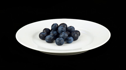 A handful of plump blueberries are arranged on a white plate their deep blue hue a sign of riss and the lack of artificial preservatives as they were freshly picked and brought